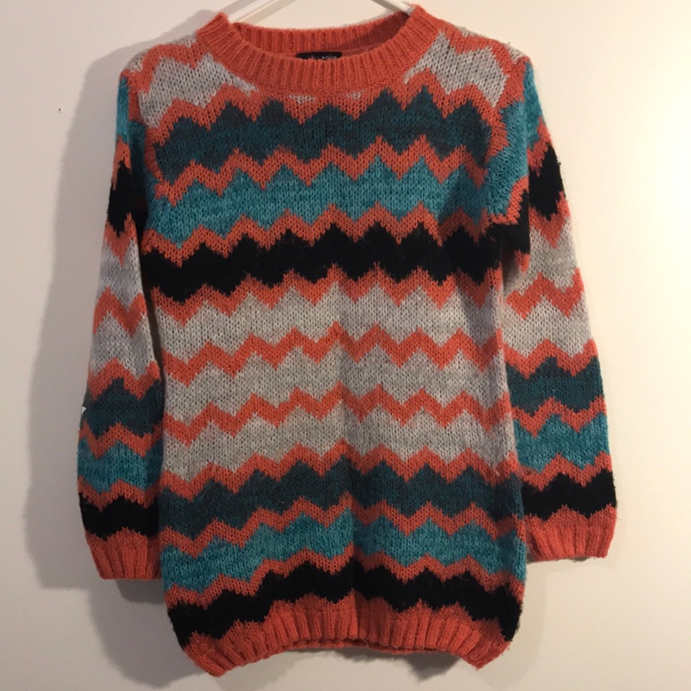 Aqua zig zag striped sweater xs